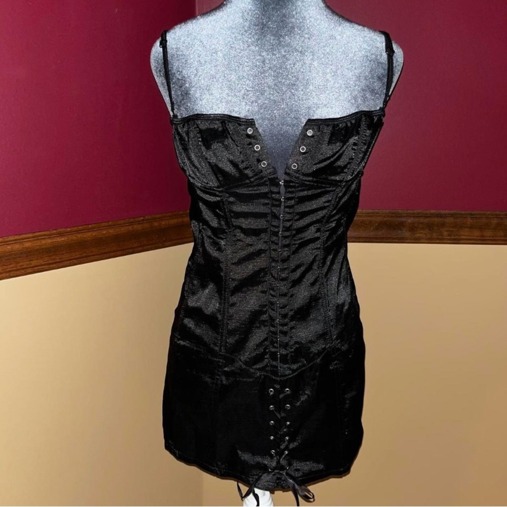 Black Satin Corset Dress